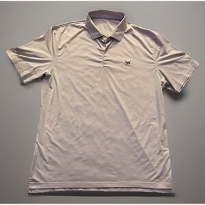Johnnie-O Short Sleeve Polo Golf Shirt Pink Blue Stripes Embroider Logo XL JBHS